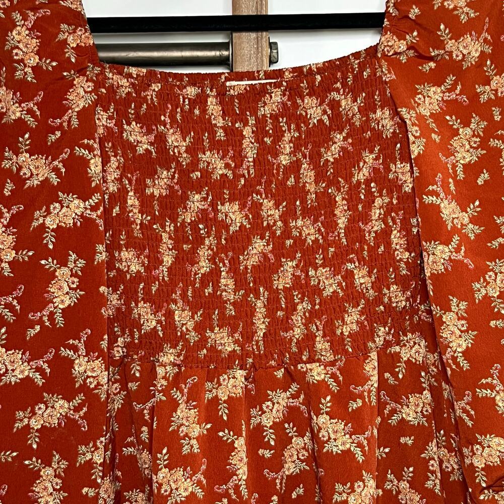 Altard State Long Sleeve Brown Floral Blouse Size Small - Picture 4 of 8
